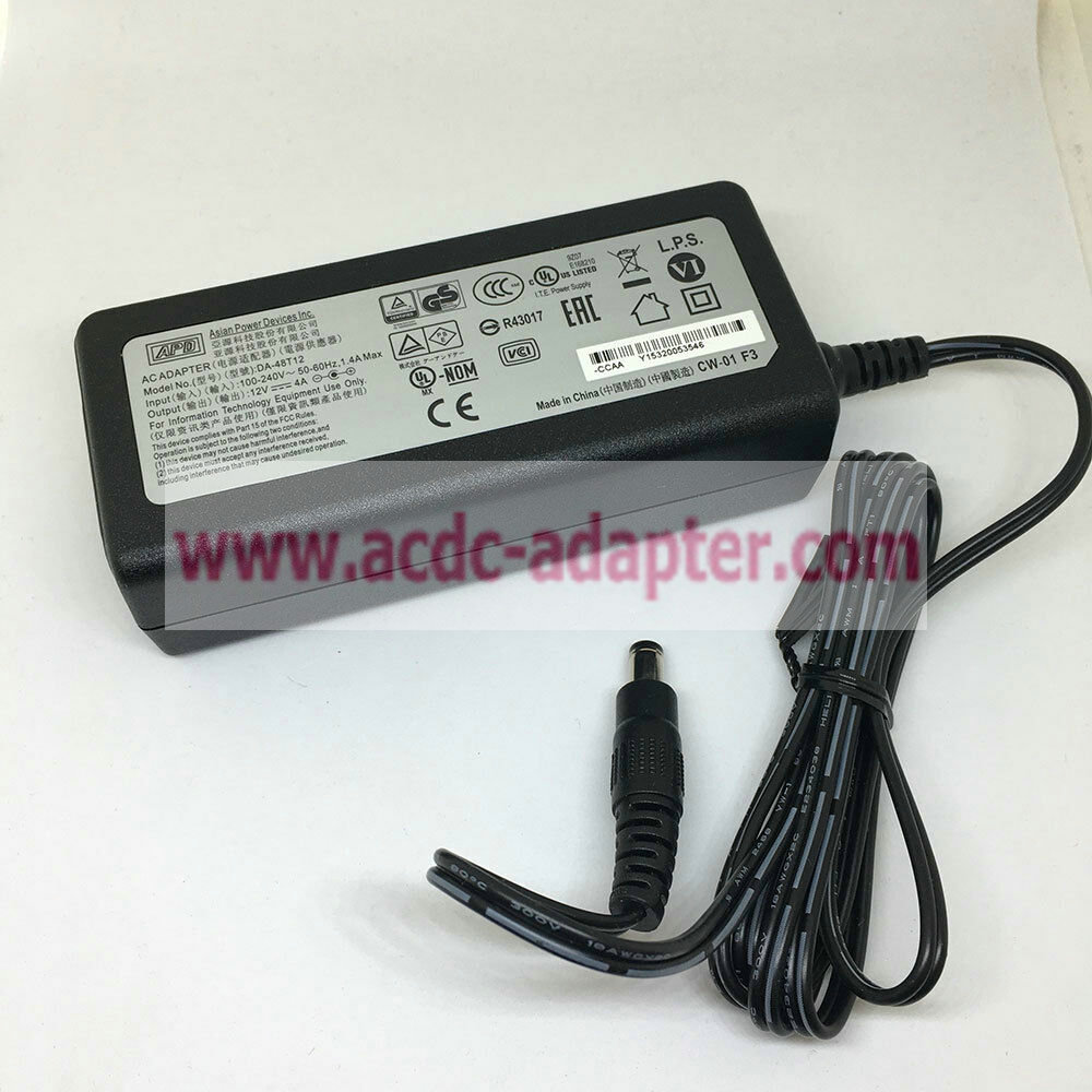 NEW APD Asian Power Devices Inc. DA-48T12 12V 4A AC Adapter 5.5*2.1mm